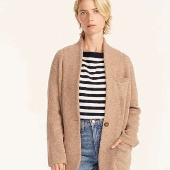 J.Crew Heather Mushroom Cocoon Sweater-Blazer - Size M - Picture 2 of 8